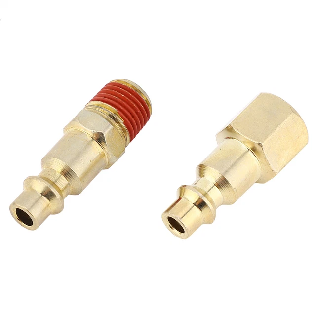 12Pcs 1/4NPT Internal/External Thread Quick Coupler Pneumatic Brass Plated Iron