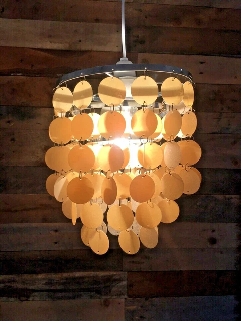 VINTAGE FAUX CAPIZ Shell Drop Disc Chandelier 60'S 70'S Vernon Panton ...