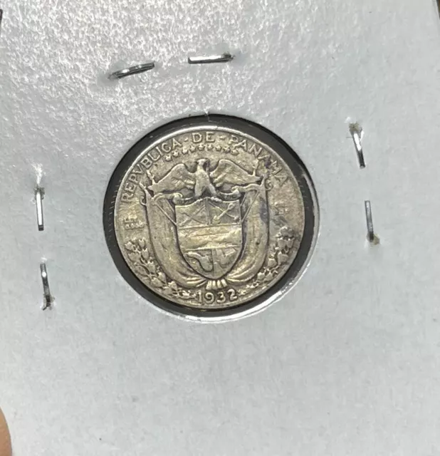 1932 Panama 1/10 Balboa Silver Coin Low Mintage High Value