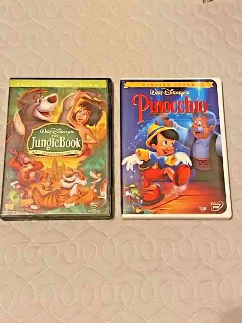Disney Classic DVD LOT Pinocchio 1940 Jungle Book 1967