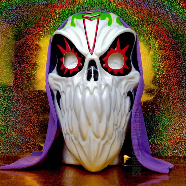 MÁSCARA DE CALAVERA DE EXCAVADORA GRAVE con capucha pvc púrpura capucha segadora Monster Jam coleccionable