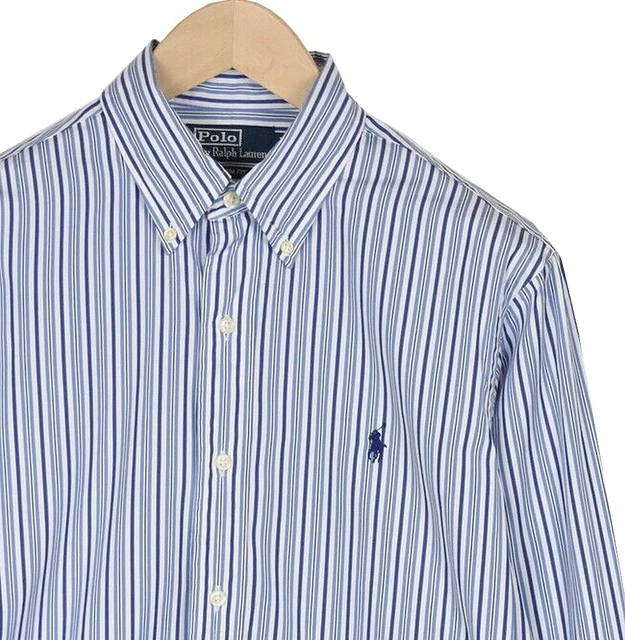 Polo Ralph Lauren Rl Uomo Blu Navy Manica Lunga Quadri su Misura Camicia >> 15