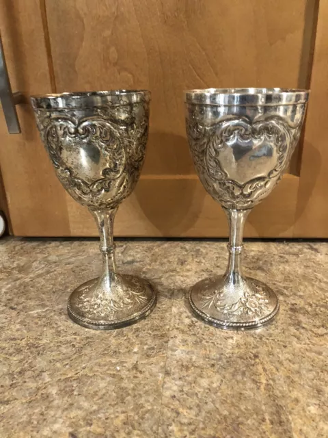 2 Vintage Corbell & Co Silver Plated Wine Goblets Made In Japan