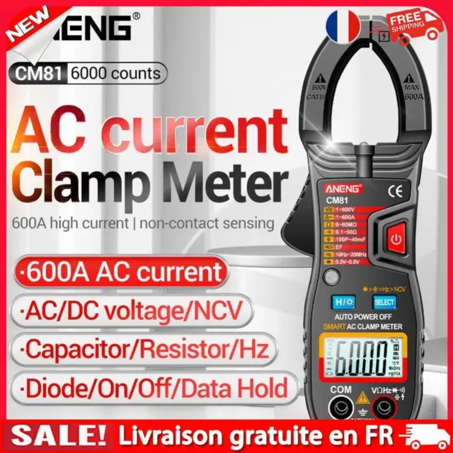 CM81 6000 Counts Clamp Meter DC AC Auto Range NCV Multimeter (Black)