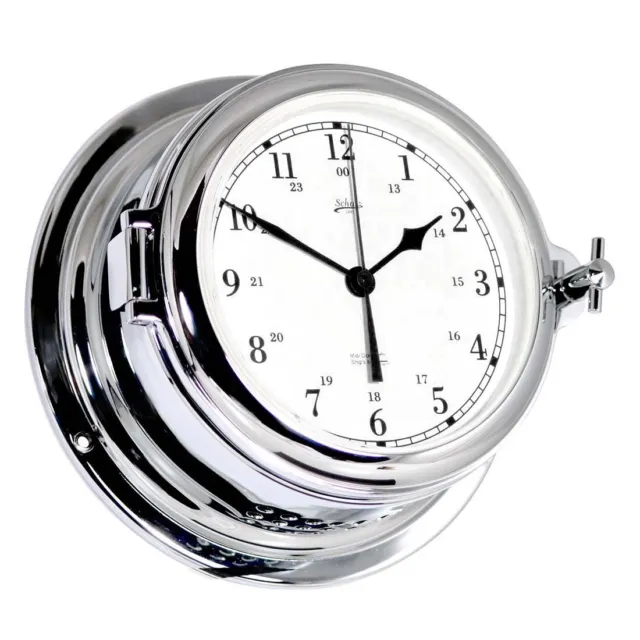 Schatz Glasenuhr Chrom Midi 453csa Ziffern arabisch 155mm x 68mm