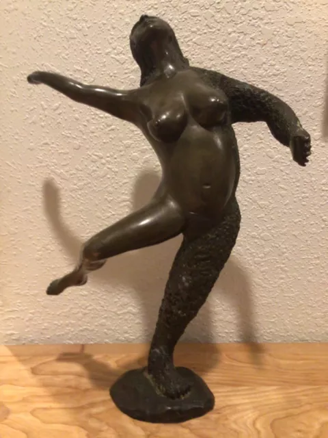 Vintage bronze sculpture statues 12.25” tall 10.6lbs women nude dancing