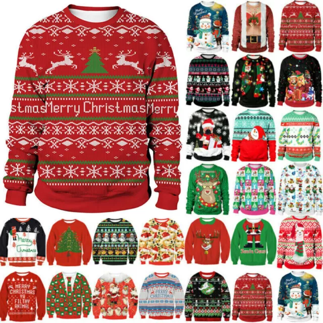 Mens Ladies Christmas Ugly Sweater Couple Jumper Xmas Party Pullover Sweatshirt