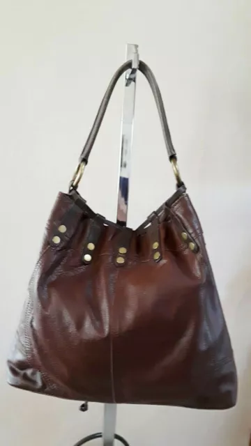 VINTAGE LUCKY BRAND Large Bourbon Leather Studded Drawstring Bag VGUC ...