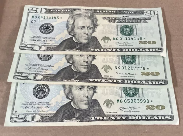 Lot Of 3 $20 Star Notes