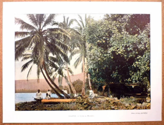 TAHITI  Côte de Mataeia (Mataïéa) - Photochromie fin 19ème Gravure