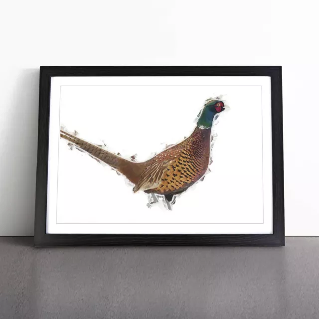 Pheasant Bird In Winter In Abstract Animal Wall Art Print Framed Canvas Picture