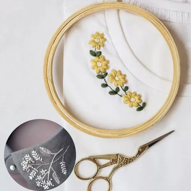 Bamboo Embroidery Hoop Frames - Cross Stitch Circle Loop Stitching Tool 4 Pcs 3