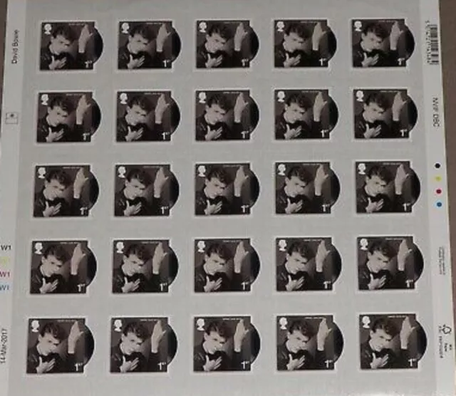 RARE David Bowie Heroes Royal Mail Stamp Sheet Original 25 Stamps