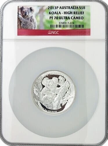 2013 P ~ Koala ~ High Relief ~ Pf70 ~ Ultra Cameo ~ 5 Oz 999 Silver Coin~$348.88 2013 P ~ Koala ~ High Relief ~ Pf70 ~ Ultra Cameo ~ 5 Oz 999 Silver Coin~$348.88