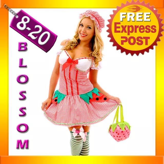 F45 Ladies Strawberry Shortcake Storybook Fancy Halloween Costume Party Outfit