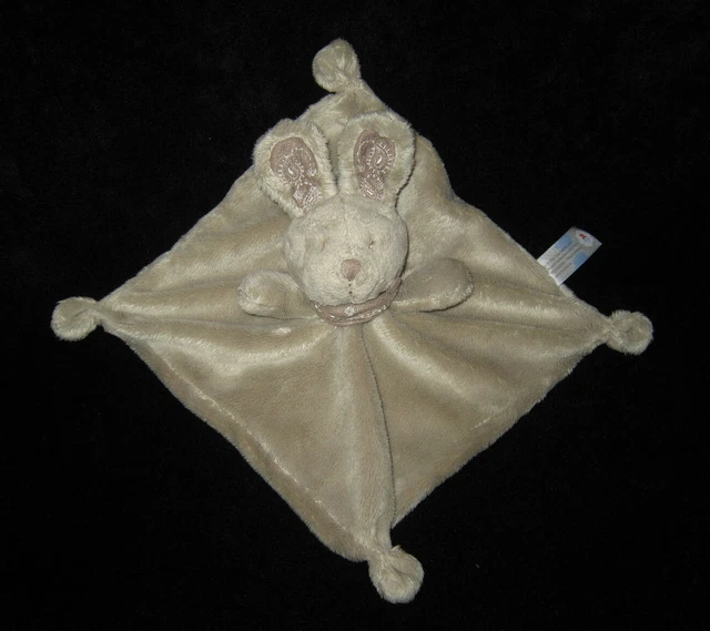 Doudou carré plat Lapin marron taupe foulard bandana Nicotoy Simba 2