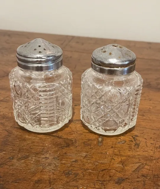 glass salt and pepper shakers..vintage