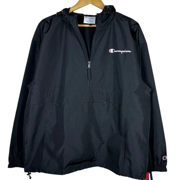 CHAMPION PACKABLE JACKET Script Logo Pullover Black XL Unisex