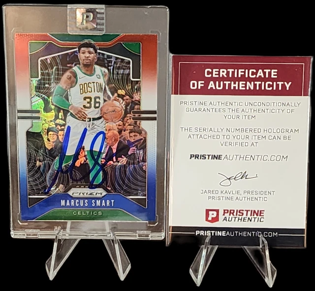 2019-20 Panini Prizm Red White Blue Prizm #41 Marcus Smart Signed Auto PA COA