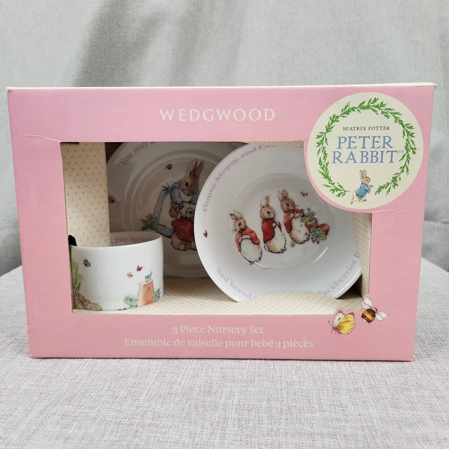 Wedgewood Peter Rabbit 3 Piece Nursery Girls Set Porcelain NEW Plate Bowl Cup