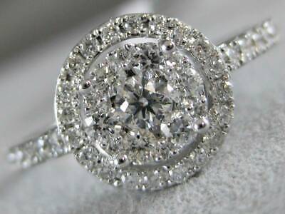 Moderne Diamant Pavé 18KT or Blanc Rond Halo Cocktail Fiançailles Bague #R003087