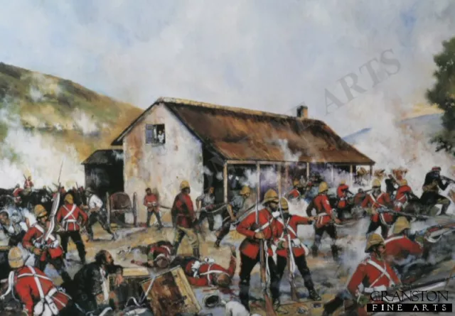 Zulu War Military art post cards Defence of rorkes drift Hospital