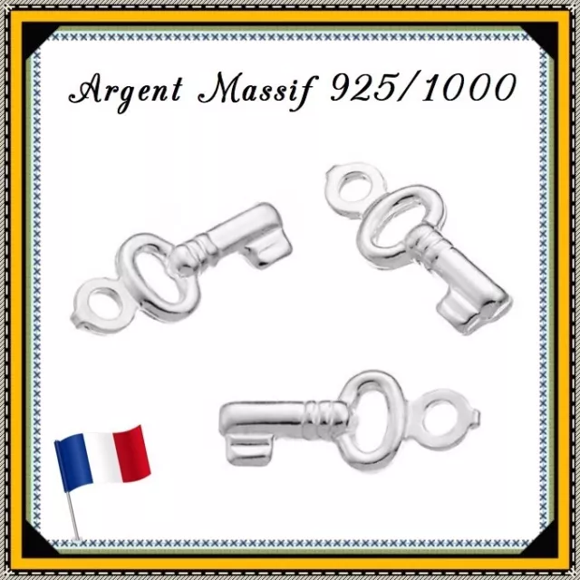 Breloques mini clefs relief 4,3mm, en Argent Massif 925/1000. Réf: JSACHMI