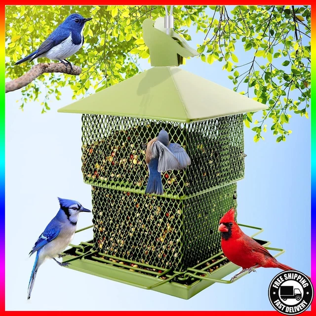 Metal Birdfeeder Outside Wild Squirrel Proof Feeders Outdoors Hanging Large Capa