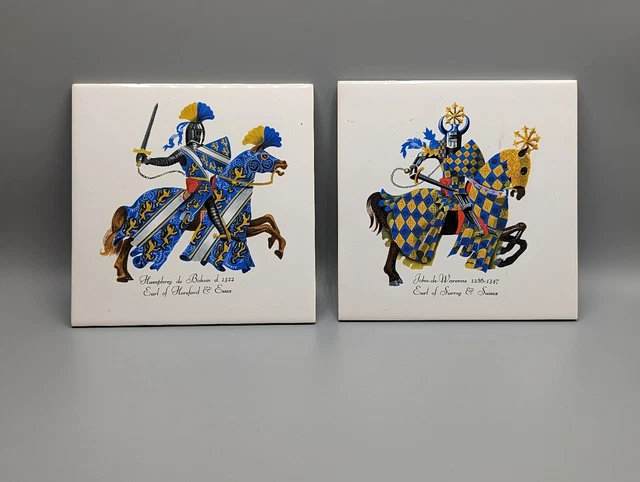 Villeroy & Boch Ceramic Tiles - Medieval Knights on Horseback, Vintage, British