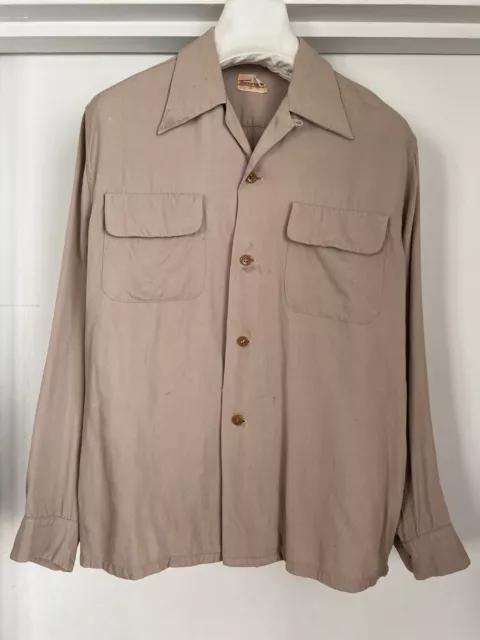 VINTAGE 40er TOWNCRAFT beige Gabardine Shirt