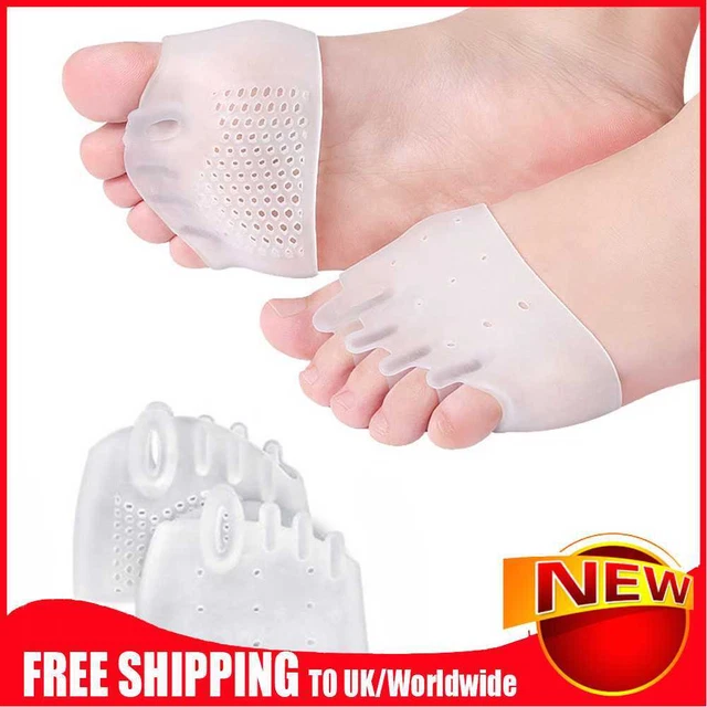 1 par de almohadilla para el antepié 5 orificios cubierta hallux separador de punta elástica alta (transparente)