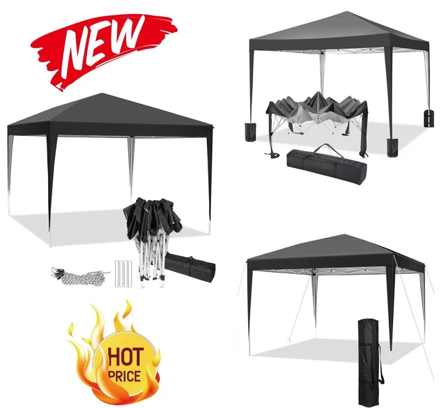 Pavillon Pavillion 3x3m Gazebo Partyzelt Gartenpavillon Wasserdicht Faltbar Schw