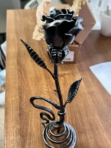 Eternal Wrought Iron Rose - Hand forged  12" 2