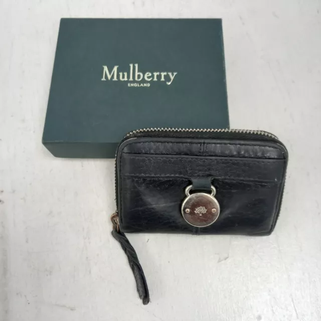 Portamonete Mulberry Somerset pelle nera argento metallo designer RMF37-RP