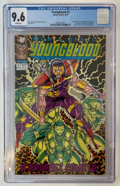 Youngblood # 2 CGC 9.6 GREEN Variant Cover -  1st app of Shadowhawk & Prophet!
