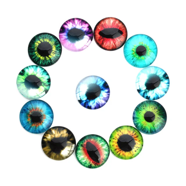 20 PCS Round Cabochons Dome Tiles Evil Eye Beads Stained Glass Supplies