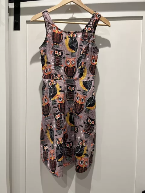 Folter Modcloth Womens Owl Halloween Pockets A-Line Dress Sz Small Brown VINTAGE