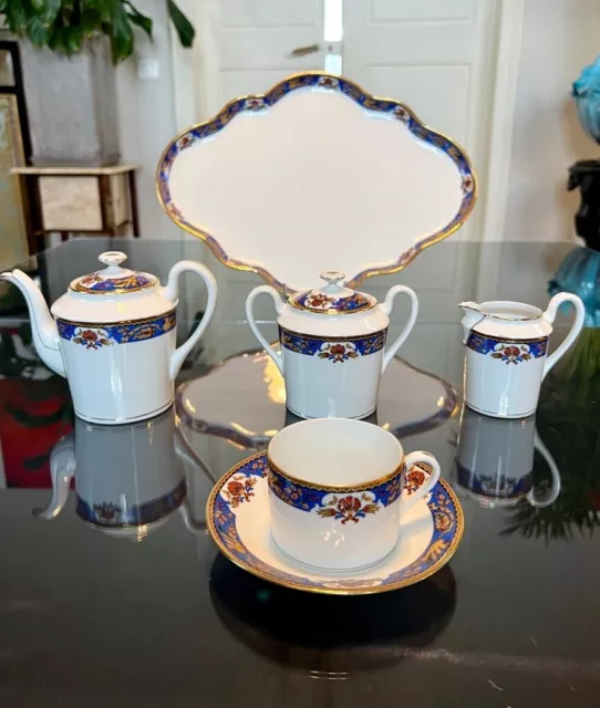 Service à Thé Porcelaine Limoges - Solitaire - Plateau Tasse Sucrier Vintage