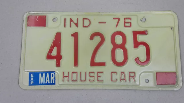 INDIANA 1976 HOUSE CAR  licence/number plate US/United States/USA/American