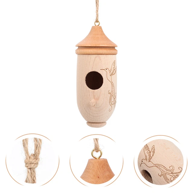 Hanging oiseau mangeur en bois porte-oiseaux du support d'oiseaux en bois