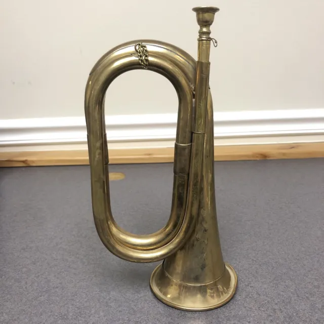 Antique vintage solid brass regulation bugle US military
