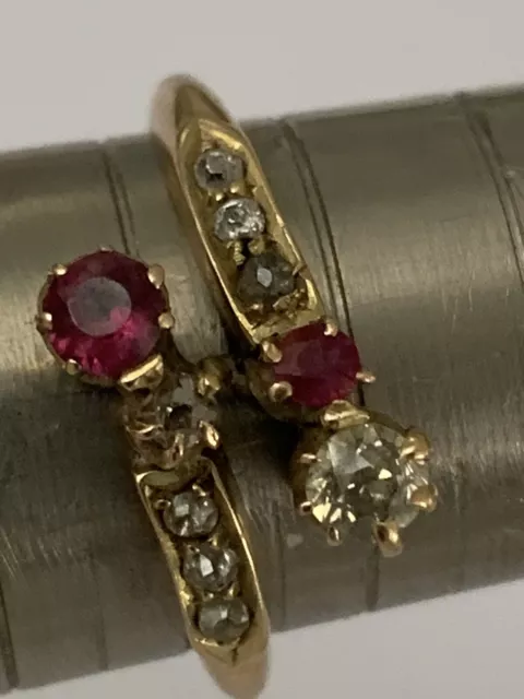 Charming Fine Victorian 18ct Gold Natural Ruby & Diamond Set Ring Circa 1880