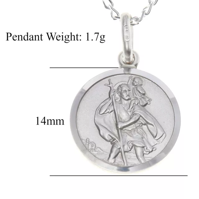 Sterling Silver St Saint Christopher Pendant Necklace with 18" Chain & Gift Box 2