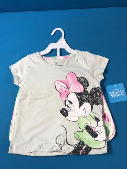 Disney Minnie Mouse Toddler Girls Outfit Set T-Shirt & Shorts Sz 4T - Brand New