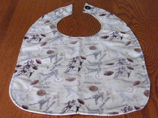 Protector de ropa de babero para adultos con bolsillos hecho a mano para ancianos discapacitados