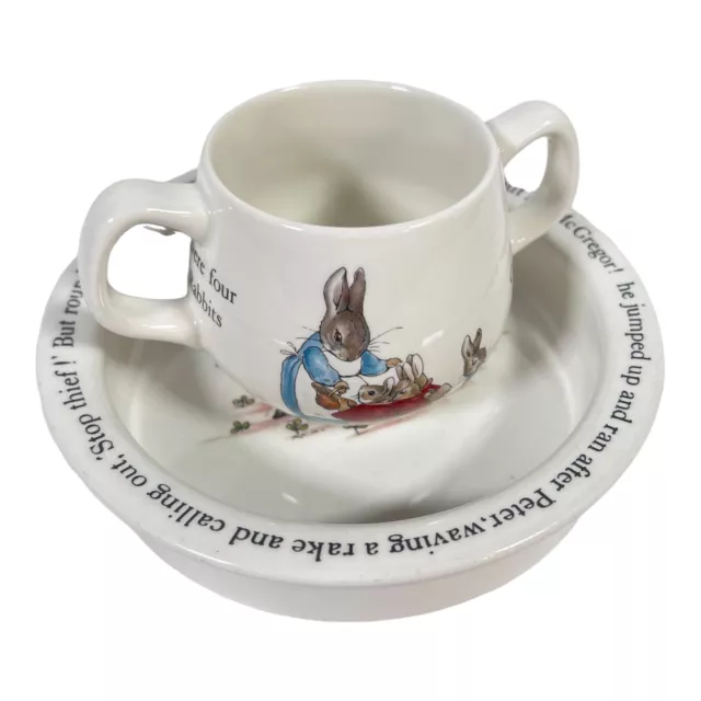 Tazón de Alfarero Beatrix para Niños Peter Rabbit Wedgwood de Colección y Taza de 2 Manijas Combo