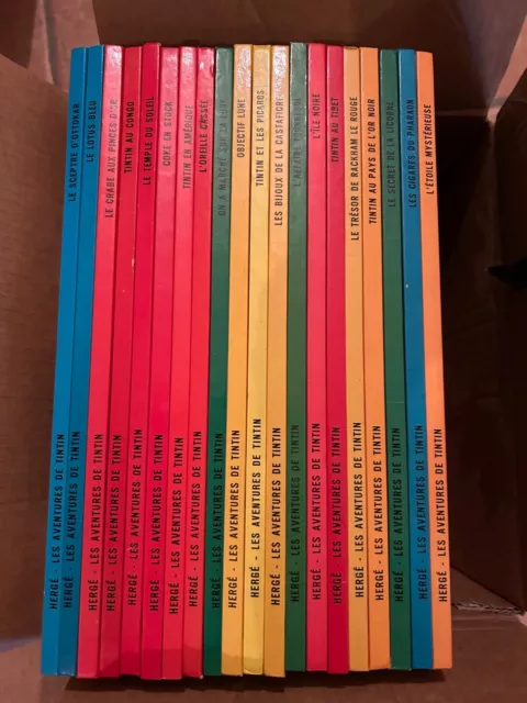 bandes dessinées tintin, 20 tomes, tres bon état. Années '70.