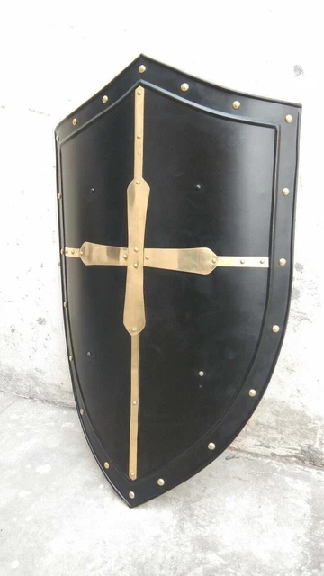 Hand Forged Gothic LAYERED STEEL CROSS SHIELD Medieval Battle Armor