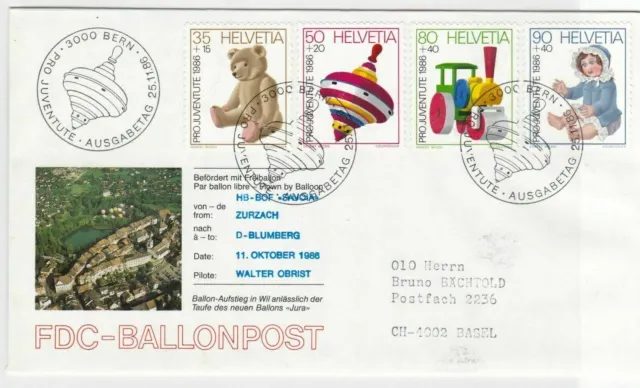 switzerland balloon post stamps cover  ref 7675