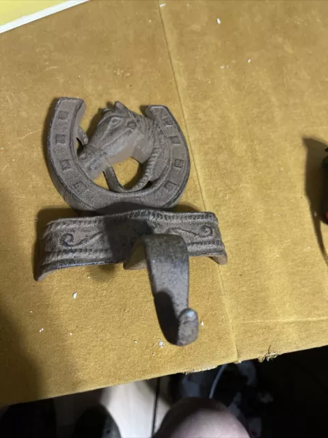 Vtg Cast Iron Horse Wall Mount Barn Hook